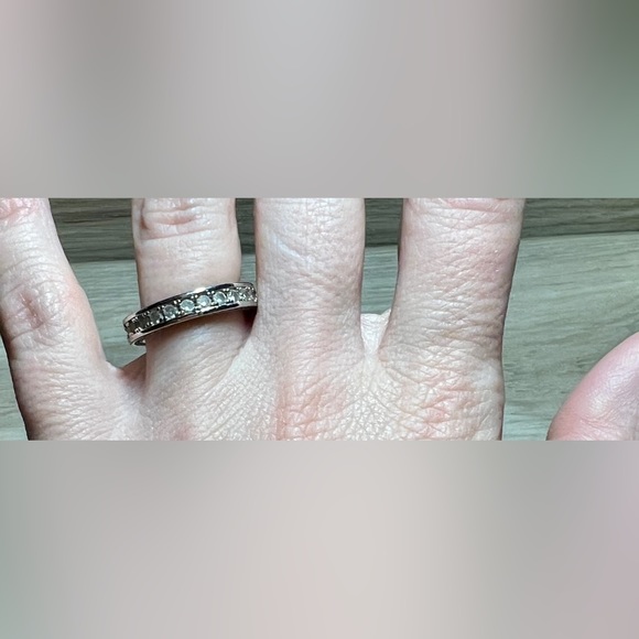 Vintage Double Sided Channel Set Cubic Ziconia Eternity Band Ring, Size 6 - Picture 6 of 8